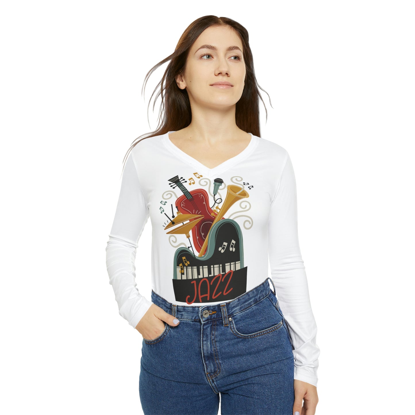 Women's Long Sleeve V-neck Shirt