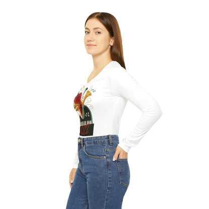 Women's Long Sleeve V-neck Shirt