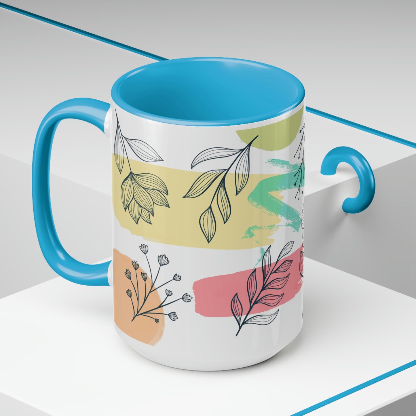 Two-Tone Coffee Mugs, 15oz