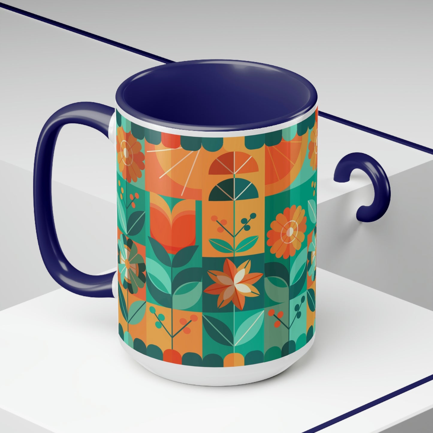 Two-Tone Coffee Mugs, 15oz