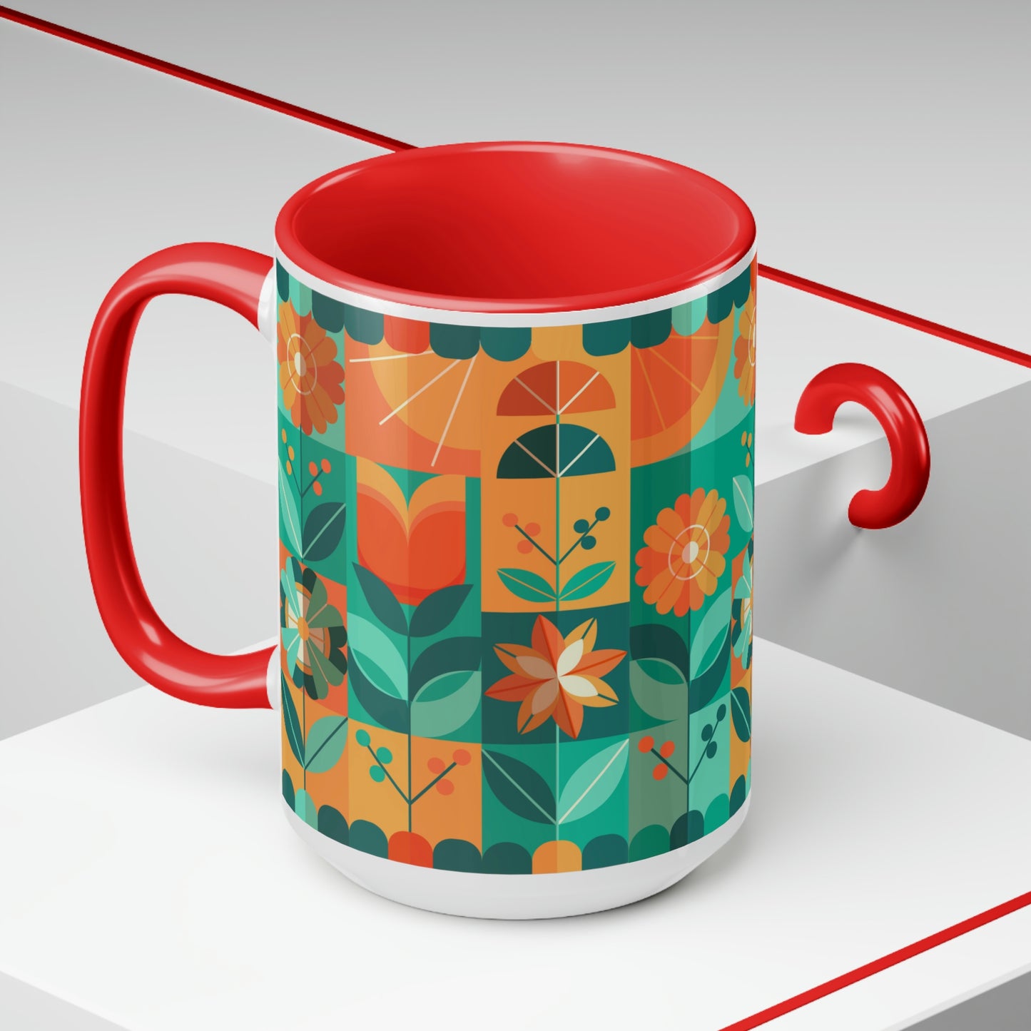 Two-Tone Coffee Mugs, 15oz